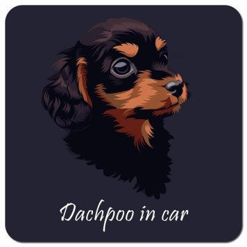 イラスト付 Dog in Car ダップー Aタイプ カーサイン 車 マグネットステッカー 犬 マグネット 強力 13x13cm 正方形 おしゃれ かわいい ドラレコステッカー 安全対策 危険運転 煽り運転 アニマル 動物 犬種別 屋外 防水 屋内