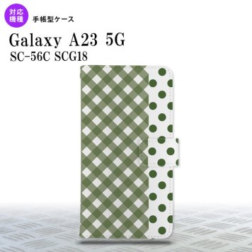 Galaxy A23 GalaxyA23 手帳型スマホケース カバー チェック ドット 白 緑 2022年 10月発売 nk-004s-a23-dr1523