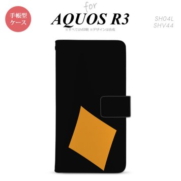 SH-04L/SHV44 AQUOS R3 手帳型スマホケース カバー トランプ ダイヤ 黒 オレンジ  nk-004s-r3-dr545