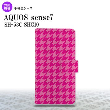 sense7 sense7 手帳型スマホケース カバー 千鳥 格子 大 ピンク 2022年 11月発売 nk-004s-sens7-dr916