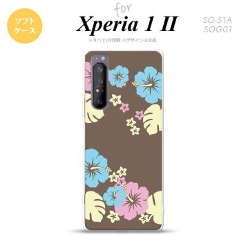 Xperia 1 II 5G スマホケース 背面カバー ストラップホール有り ソフトケース ハイビスカス C 茶 ストラップホール おしゃれ かわいい かっこいい メンズ レディース nk-xp12-tp452