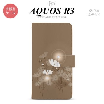 SH-04L/SHV44 AQUOS R3 手帳型スマホケース カバー コスモス ベージュ  nk-004s-r3-dr605