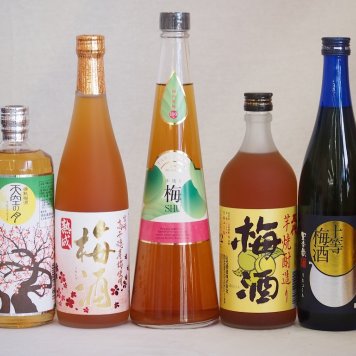カラフル梅酒5本セット(芋焼酎仕込五代梅酒(鹿児島) 高千穂産梅使用熟成梅酒 手作り梅酒(宮崎県) 樽熟梅酒天空の月(大分) 無添加上等梅酒(鹿児島)) 720ml×5本