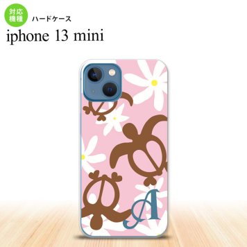 iPhone13mini iPhone13 mini ケース ハードケース ホヌ ティアレ ピンク +アルファベット  nk-i13m-1080i