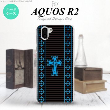 AQUOS R2 アクオス アール2 SH-03K SHV42 専用 スマホケース カバー ハードケース ゴシック 黒×水色 nk-r2-1009[スマホ,スマホケース,スマホカバー,ケース,カバー,ジャケット]