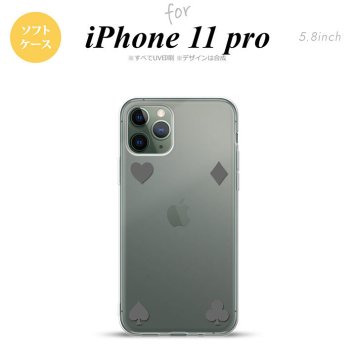 iPhone11Pro iPhone11 Pro スマホケース ソフトケース トランプ 四隅 グレー メンズ レディース nk-i11p-tp521