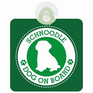 セーフティサイン DOG ON BOARD Schnoodle シュナプー グリーン 安全運転 車内用 吸盤タイプ 煽り運転対策 収れん火災防止タイプ 安全対策 カーサイン 吸盤 肉球マーク