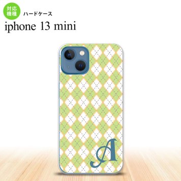 iPhone13mini iPhone13 mini ケース ハードケース アーガイル 緑 グレー +アルファベット  nk-i13m-1407i