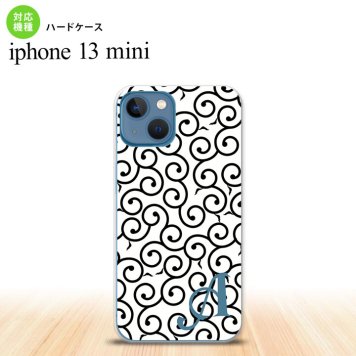 iPhone13mini iPhone13 mini ケース ハードケース 唐草 白 黒 +アルファベット  nk-i13m-1133i