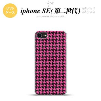 iPhoneSE 2 第二世代 iPhone8&iPhone7 共用 スマホケース 背面カバー ソフトケース 千鳥 格子 小 ピンク クリア おしゃれ かわいい かっこいい メンズ レディース nk-ise2-tp903