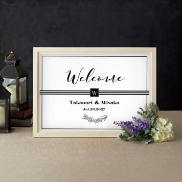 グラフィック ウェルカムボード（White Chic）結婚式 ギフト お祝い 披露宴 ウェディング ウエルカムスペース シック モノトーン ラスティック＆クラシック