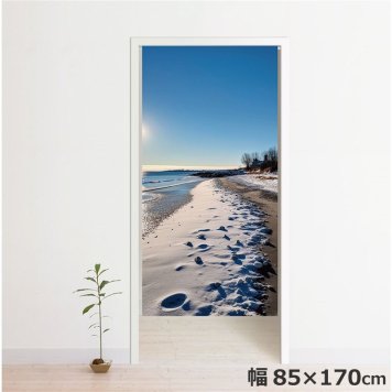 のれん 暖簾 温泉 洗える 目隠し 間仕切り タペストリー オリジナルプリント 転写  約85×170cm  遠近 ブルー 空 風景 170丈 ミラーレース