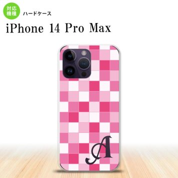 iPhone14 ProMax iPhone14 Pro Max スマホケース 背面ケース ハードケース スクエア モザイク ピンク +アルファベット 2022年 9月発売 nk-i14pm-1018i