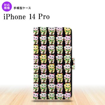 iPhone14 Pro iPhone14 Pro 手帳型スマホケース カバー 招き猫 黒  nk-004s-i14p-dr151