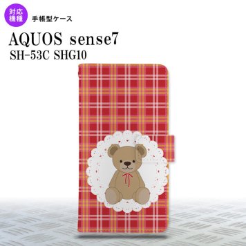 sense7 sense7 手帳型スマホケース カバー くま チェック レース 赤 2022年 11月発売 nk-004s-sens7-dr755