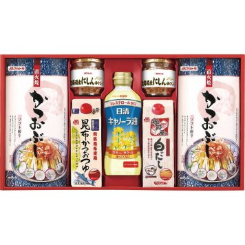 マルトモ バラエティギフト [26-2905-109] CR-40NS かつお節 つゆ 白だし にしんほぐし キャノーラ油 調味料 詰め合わせ セット 毎日の食卓を豊かにする調味料セット 出産内祝い 結婚内祝い お返し お礼 ギフト プレゼント