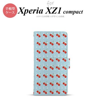 【手帳型 スマホ カバー ケース】【SO02K】【エクスペリア XZ1】手帳型 ケース SO-02K スマホ カバー Xperia XZ1 Compact エクスペリア さくらんぼ・チェリー 青 nk-004s-so02k-dr177【メール便送料無料】