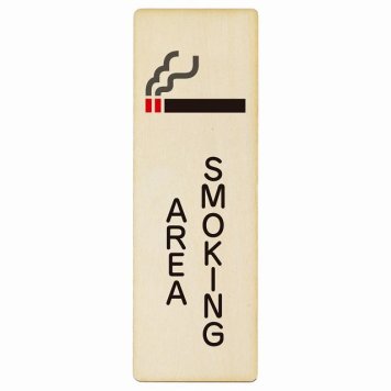Smoking Area プレート 木製 英語表記 長方形 縦書き 9x27cm ピクトサイン 表示 案内 場所 看板 目印 施設 喫煙所 喫煙場所　おしゃれ シンプル