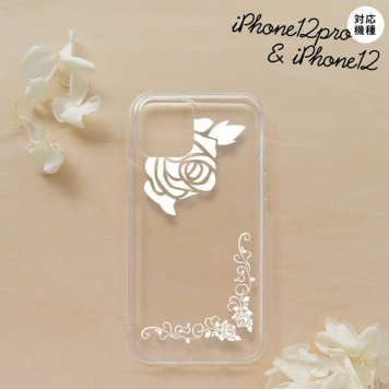 iPhone12/iPhone12pro iPhone12 / iPhone12pro スマホケース ソフトケース バラ A クリア 白 メンズ レディース nk-i12-tp1066