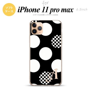 iPhone11ProMax iPhone11pro max スマホケース ソフトケース 水玉 A 黒 白 +アルファベット メンズ レディース nk-i11pm-tp1111i