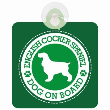 セーフティサイン DOG ON BOARD English Cocker Spaniel イングリッシュコッカースパニエル グリーン 安全運転 車内用 吸盤タイプ 煽り運転対策 収れん火災防止タイプ 安全対策 カーサイン 吸盤 肉球マーク