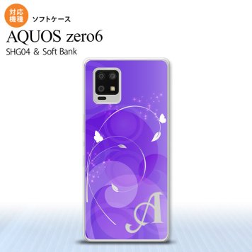 SHG04 SHG04 ZERO6 AQUOS zero6 スマホケース ソフトケース バタフライ 蝶 A 紫 +アルファベット メンズ レディース nk-zero6-tp201i