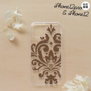 iPhone12/iPhone12pro iPhone12 / iPhone12pro スマホケース ソフトケース ダマスク D 茶 メンズ レディース nk-i12-tp1036