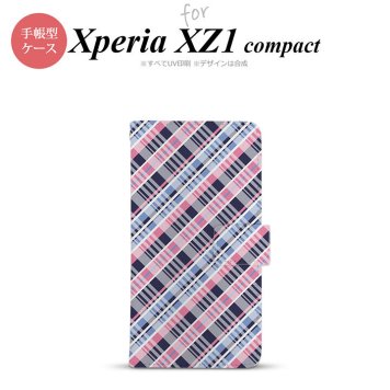 【手帳型 スマホ カバー ケース】【SO02K】【エクスペリア XZ1】手帳型 ケース SO-02K スマホ カバー Xperia XZ1 Compact エクスペリア チェックA ピンク青 nk-004s-so02k-dr439【メール便送料無料】