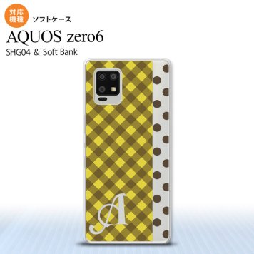 SHG04 SHG04 ZERO6 AQUOS zero6 スマホケース ソフトケース チェック ドット 黄 +アルファベット メンズ レディース nk-zero6-tp1522i