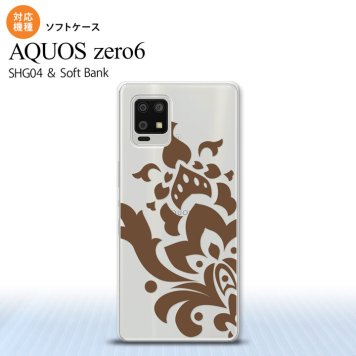 SHG04 SHG04 ZERO6 AQUOS zero6 スマホケース ソフトケース ダマスク C 茶 メンズ レディース nk-zero6-tp1031