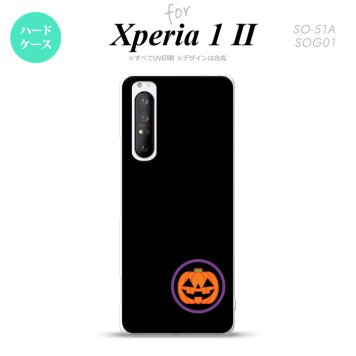 Xperia 1 II 5G スマホケース 背面カバー ストラップホール有り ハードケース ハロウィン カボチャポイント 黒 ストラップホール おしゃれ かわいい かっこいい メンズ レディース nk-xp12-412