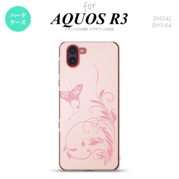 SH-04L SHV44 R3 AQUOS R3 スマホケース カバー 蝶と草 ピンク nk-r3-1632
