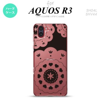 SH-04L SHV44 R3 AQUOS R3 スマホケース カバー レース クリア 黒 nk-r3-1482