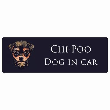 ドッグ カーステッカー イラスト付 Dog in Car チワプー Aタイプ セーフティサイン 犬種別 長方形 15x5cm シール リア あおり運転対策 Dog Sticker 屋外 屋内 防水 かわいい おしゃれ 安全対策 カーサイン