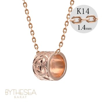 ゴールド ネックレス ハワイアンジュエリー ネックレス ゴールド ピンクゴールド ネックレス スクロールチューブ Lサイズ 14k k14カットあずきチェーン太1.4mm 長さ ギフトラッピング可能 メンズ レディース プレゼント ハロウィン 【品番：CG-GP126R-CH1020】