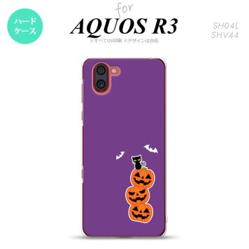 SH-04L SHV44 R3 AQUOS R3 スマホケース カバー ハロウィン カボチャ 連 小 紫 nk-r3-409
