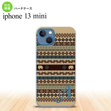 iPhone13mini iPhone13 mini ケース ハードケース エスニック ゾウ ベージュ ブルー +アルファベット  nk-i13m-1572i
