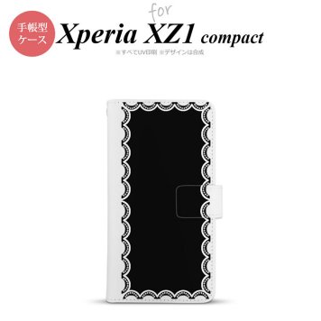 【手帳型 スマホ カバー ケース】【SO02K】【エクスペリア XZ1】手帳型 ケース SO-02K スマホ カバー Xperia XZ1 Compact エクスペリア レース柄（A） 白×黒 nk-004s-so02k-dr363【メール便送料無料】