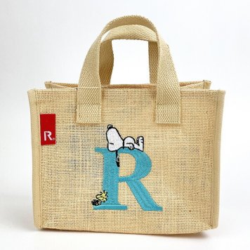 スヌーピー ジュートイニシャルミニトートバッグ〈R〉 ベージュ 天然素材 SNOOPY　