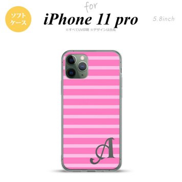 iPhone11Pro iPhone11 Pro スマホケース ソフトケース ボーダー ピンク +アルファベット メンズ レディース nk-i11p-tp708i