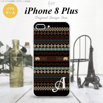 【iPhone8Plus】【スマホケース/スマホカバー】【アイフォン8プラス】iPhone8Plus スマホケース ケース アイフォン8プラス イニシャル エスニックゾウ 黒 nk-ip8p-tp1571ini【メール便送料無料】