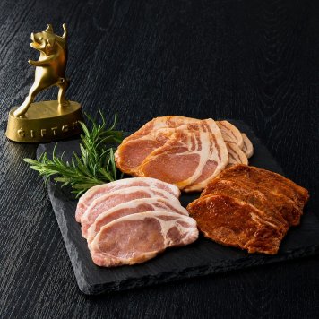 岩手県産　四元豚  味付ロース3種セット（生姜・南蛮味噌・塩麹 各130g）2P  GIFTON(ぎふとん) 熨斗対応可 母の日 父の日 誕生日 内祝い お歳暮 お中元 クリスマス ギフト プレゼント バーベキュー BBQ ビール 焼肉 おつまみ 晩酌 お弁当 冷凍  ブランド　豚肉　簡単調理