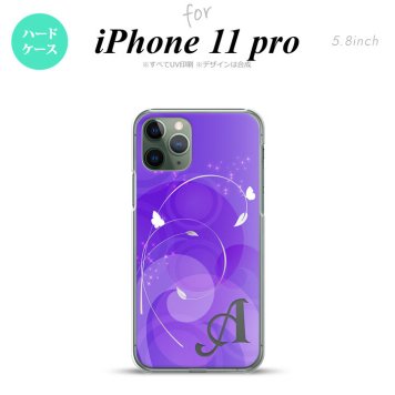 iPhone11Pro iPhone11 Pro スマホケース ハードケース バタフライ 蝶 A 紫 +アルファベット メンズ レディース nk-i11p-201i