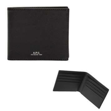 アーペーセー 財布 A.P.C 二つ折れ財布 折り畳み 小銭入れ無し SMALL LEATHER GOODS PORTEFEUILLE ALY H63153-PXBJQ-LZZ ブラック