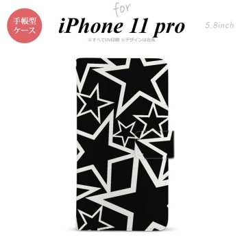 iPhone11Pro iPhone11 Pro 手帳型スマホケース カバー 星 黒 白  nk-004s-i11p-dr1121