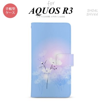 SH-04L/SHV44 AQUOS R3 手帳型スマホケース カバー コスモス 水色 ピンク  nk-004s-r3-dr606