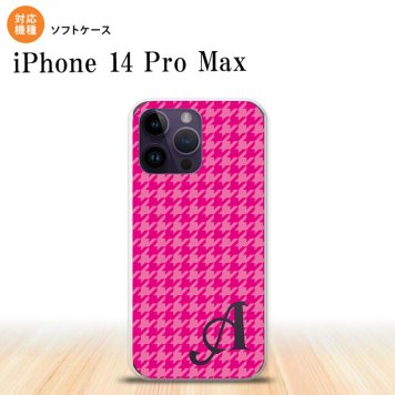 iPhone14 ProMax iPhone14 Pro Max スマホケース 背面ケースソフトケース 千鳥 格子 小 ピンク +アルファベット 2022年 9月発売 nk-i14pm-tp901i