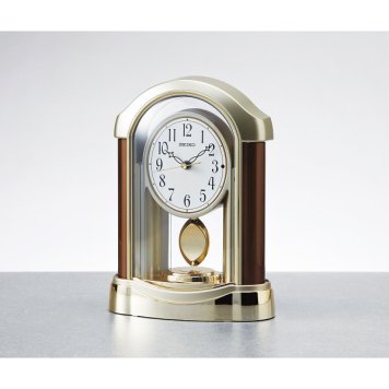 【直送】セイコー SEIKO 電波置時計 [26-0252-019] BZ238B 置き時計 電波時計 飾り振り子付き なめらか秒針 連続秒針 アナログ 木枠風 プラスチック枠 ベーシック クラシック インテリア リビング ギフト プレゼント