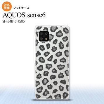 SH-54B SHG05 AQUOS sense6 スマホケース ソフトケース 豹柄 A グレー メンズ レディース nk-sens6-tp027