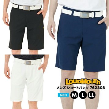 ゴルフウェア ラウドマウス メンズ ショートパンツ ゴルフ ハーフ ロゴ 吸汗速乾 UVカット ストレッチ 無地 シンプル LOUDMOUTH